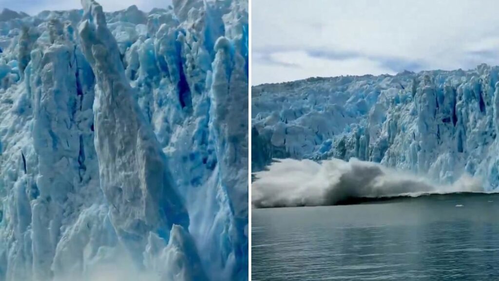 VIDEO: Fascinantes tomas del desprendimiento de una enorme masa de hielo de un glaciar