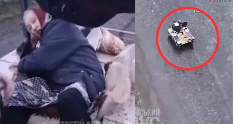 Robot ucraniano salva a anciana con muletas atrapada en pleno bombardeo ruso