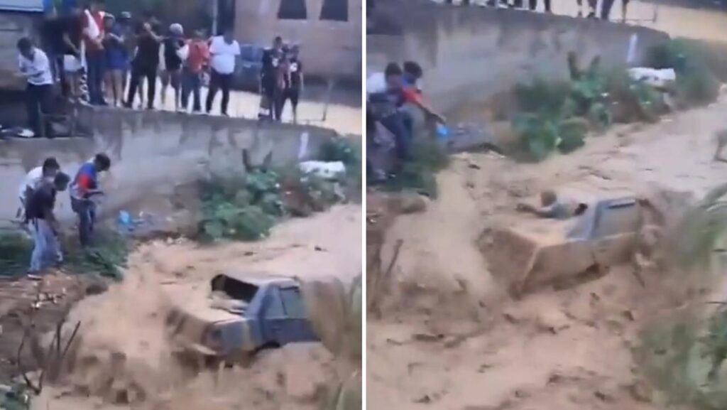 VIDEO: El épico rescate de un hombre atrapado en su auto por la repentina crecida de un río