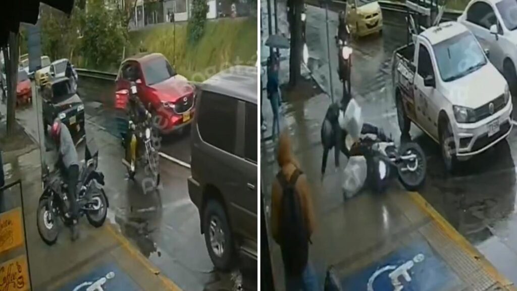 VIDEO: Esta acera se convierte en una trampa resbaladiza para cualquier motociclista que pase por ella