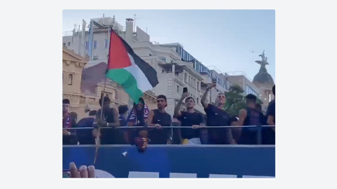 VIDEO: Lamine Yamal celebra el título del FC Barcelona con la bandera de Palestina