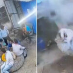FUERTE VIDEO: Letal explosión de un neumático gigante en un taller mecánico