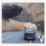 VIDEO: Brutal desprendimiento de rocas casi sepulta un coche en plena ruta