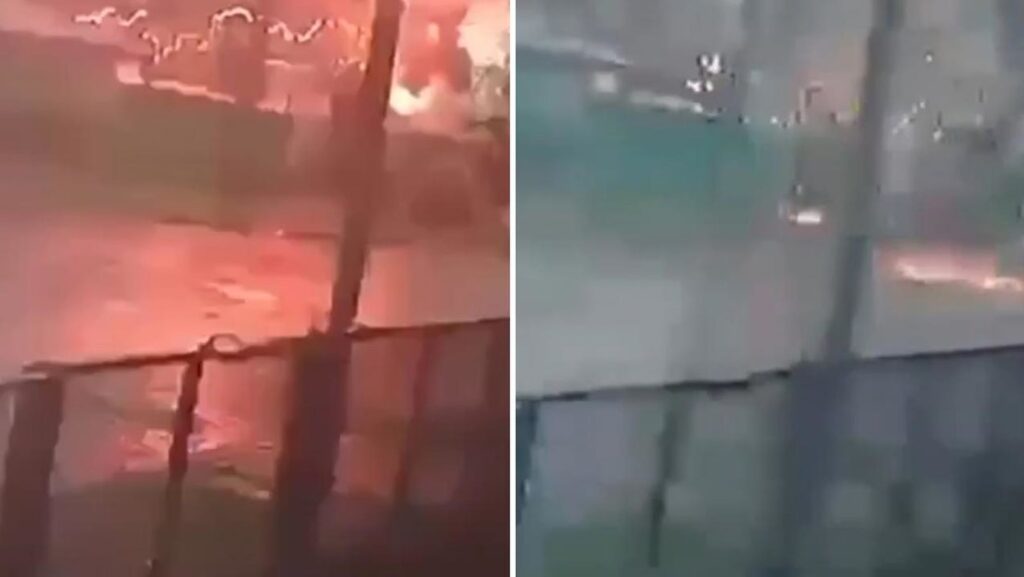 VIDEO: Potente rayo cae sobre un árbol y provoca una explosión y destrozos