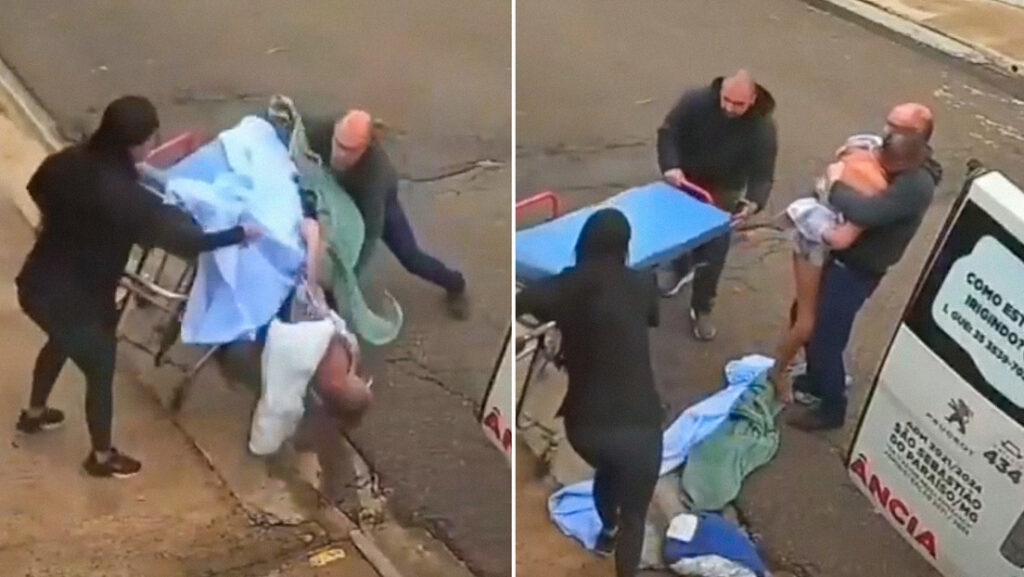 FUERTES IMÁGENES: La estrepitosa caída de un paciente grave mientras lo trasladaban a la ambulancia