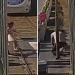 La fracción de segundo que separa a una niña de la tragedia en las vías (VIDEO)