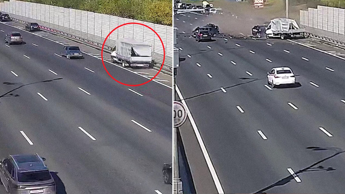 VIDEO: Camión embiste a toda velocidad una fila de autos y desata caos en una autopista