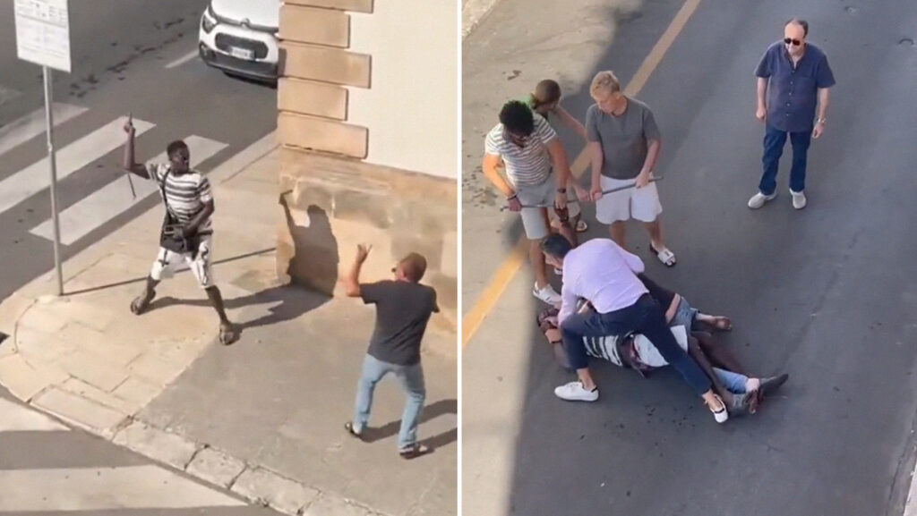 VIDEO: Un hombre golpea autos con una barra de hierro y peatones reaccionan
