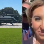 VIDEO: La potencia del helicóptero de Trump arranca las pestañas a una periodista