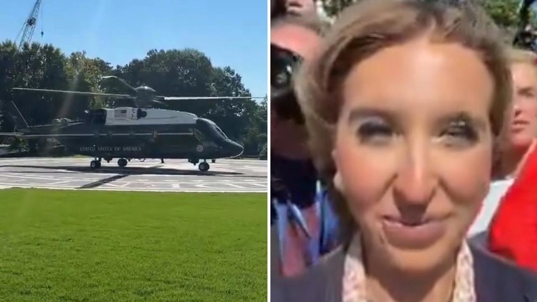 VIDEO: La potencia del helicóptero de Trump arranca las pestañas a una periodista