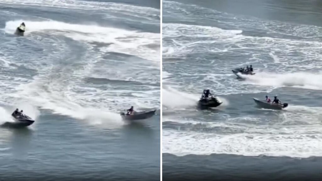 VIDEO: Motos acuáticas vuelcan una lancha con niños a bordo con una peligrosa maniobra